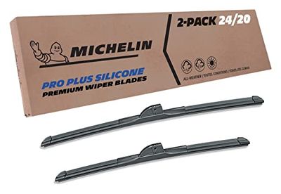 Michelin 40-2420SPBA Pro Plus Lot de 2 balais d'essuie-glace en silicone de 61 et 50,8 cm compatibles avec certaines Toyota, Kia, Ford, Audi, Hyundai, Chevrolet, GMC, BMW, Cadillac, Volkswagen, années