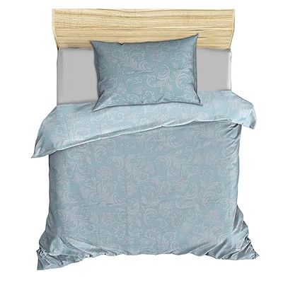 Set copripiumino + 1 federa per cuscino menta bianco