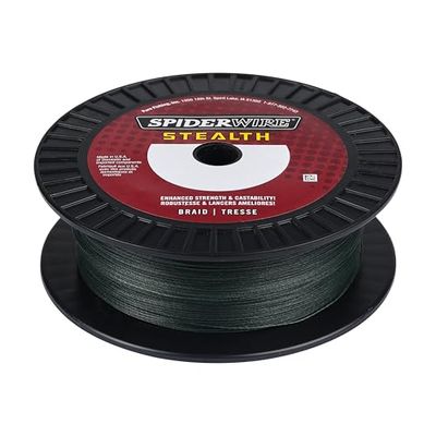 SPIDERWIRE Stealth® Superline - Línea de Pesca Trenzada de 457 m, para entornos de Agua Dulce y Salada, 36,2 kg, 36,2 kg, 457 m, Color Verde Musgo