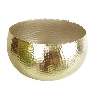 Leaf LEAF-7310 Large Metal Planter 32 x 20cm Hammered Gold Colour-Curvy Edge, 32cm x 20cm