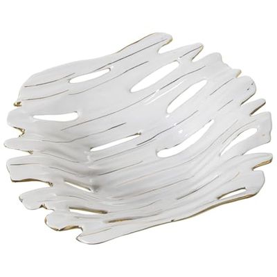 Alexandra House Living Tafeldecoratie, wit, goud, keramiek, 23 x 27 x 7 cm