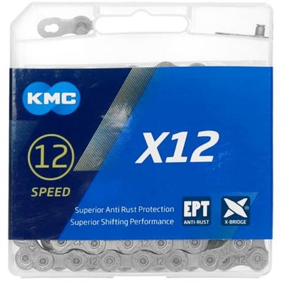 KMC X12 Ept corrente de 12 velocidades, unissexo, prateado escuro, 126 ligações