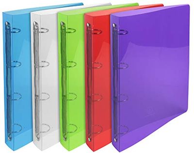 Exacompta - Ref 51298E - PP Crystal Semi-Rigid Binder - 32 x 26.8cm in Size, Suitable for Storing A4 Doucments, Transparent Polypropylene, 4 Rings, 40mm Spine - Assorted Colours (Pack 20)