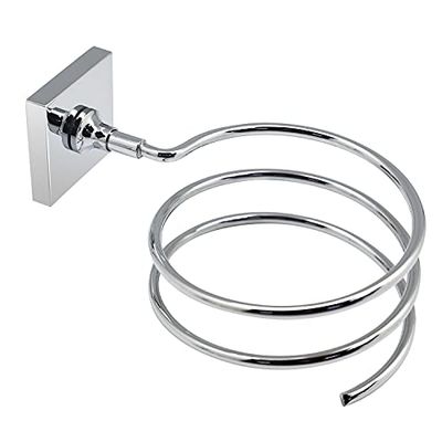 GEDY Manilla Sèche-cheveux chromé, dimensions 8,9 x 10,4 x 13,5 cm et poids 0,1 kg, porte-sèche-cheveux fabriqué en acier inoxydable 304, chrome et verre satiné, 15 ans de garantie, design R&S, Unique