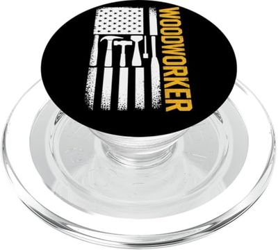 American Flag Patriotic Woodworker Vintage Woodworking PopSockets PopGrip for MagSafe