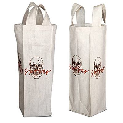 Bonamaison 50% Coton - 50% Polyester Imprimée Numériquement Vin Fourre-Tout Sacs, Sacs à Vin, Pochette Bouteille, Protecteur de Bouteille, Sac de Bouteille, Taille: 31 x 9 Cm