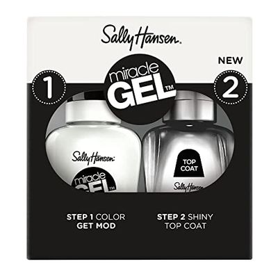 Sally Hansen Miracle Gel Duo Pack, Get Mod and Top Coat, Gel-Like Nail Polish, NO UV Light Required, Chip-Resistant, Long Lasting - Up to 8 days, Easy to Use, Salon Quality Results, Vegan Formula