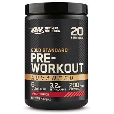 Optimum Nutrition ON Gold Standard Pre-Workout Advanced with l-Citrulline, Beta-Alanine and Caffeine, Fruit Punch, 20 Servings, 420 g