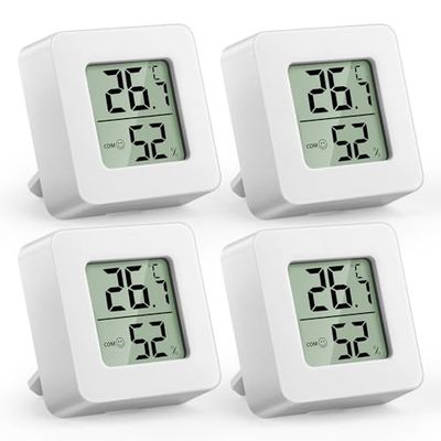 NEUTYPECHIC 4 Pièces Thermometre Interieur Maison, LCD Numérique Hygrometre Interieur, Thermometre Chambre Bebe Indicateur Smiley, Capteur Humidité pour Chambre, Serre, Véranda, Bureau, Hôtel