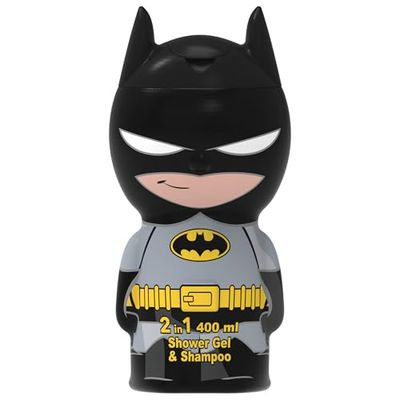 Batman 2-in-1 Shower Gel & Shampoo for Kids & Adults – Vegan, 90% Natural Ingredients, 3D, Paraben Free, Dermatologically Tested, Gentle Hair & Body Wash for children Ages 3+, 400ml