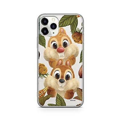 ERT GROUP mobiltelefonfodral för Apple Iphone 11 PRO MAX originalt och officiellt licensierat Disney mönster Chip & Dale 002 Vit anpassad till formen på mobiltelefonen, gedeeltelijk transparant