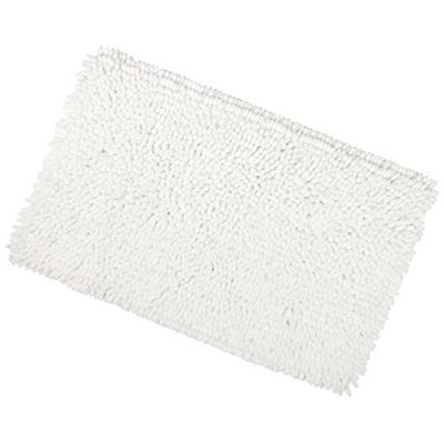 White Shaggy Microfibre Bathroom Shower Bath Mat Rug Non-Slip Backing 50x80cm