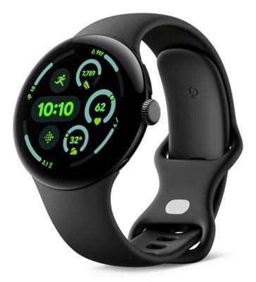 Google Pixel Watch 3 (45 mm) - Android-smartwatch met hartslagmeting, geavanceerd hardlopen vanaf Fitbit, fitness-inzichten, 24-uurs batterij - matzwarte aluminium behuizing - obsidiaanband - LTE