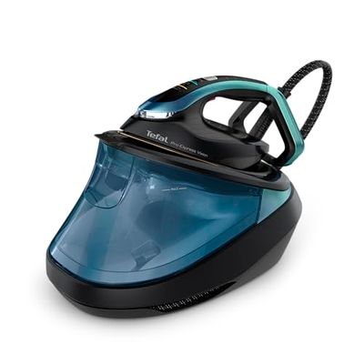 Tefal Fer à repasser Pro Express Vision, Générateur de vapeur, 9 bar, 180 g/min, 800 g/min, Anticalcaire, Vision LED intelligente, Polyvalent, Longue durée, Récupérable 15 ans, Bleu