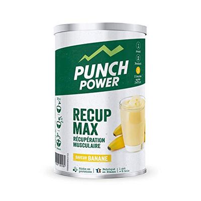 PUNCH POWER - Récup Max - Banane - 480 g - Récupération Musculaire - Extrait de Stévia - Protéines et Glucides - Magnésium - Potassium - Vitamines du Groupe B - Marque Française