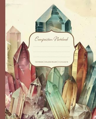 Vintage Composition Notebook: College Ruled Vintage Crystals Aesthetic Notebook Journal