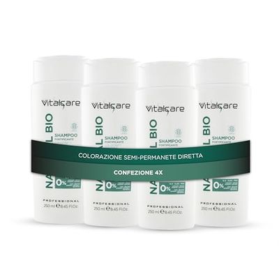 Vitalcare | Natural Bio - Shampoo Capelli Fortificante, con Estratti di Avena e Camomilla, Shampoo per Tutti i Tipi di Capelli, 4 x 250 ml
