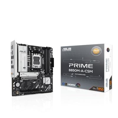 ASUS PRIME B850M-A-CSM, Scheda Madre AMD mATX, Slot DDR5, PCIe 5.0 Ready, 3 Slot M.2, Ethernet Realtek 2.5Gb, DisplayPort, HDMI, USB-C Anteriore da 5Gbps, BIOS FlashBack, Aura Sync