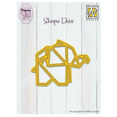 Nellie's Choice Cutting Origami-Elephant Shape Die-7,3 x 5,7 cm-Card Making Supplies-Metal Dies for Scrapbooking, DIY and Paper Crafts, Yellow