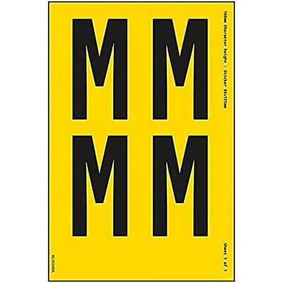 V Safety One Letter Sheet - M - 36mm Character Height - 300x200mm - Yellow Adhesive Vinyl