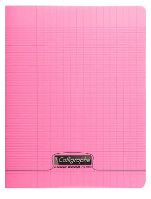 Calligraphe 18101C Un Cahier Agrafé Rose (une Marque de Clairefontaine) - 17x22 cm - 48 Pages Grands Carreaux - Papier Blanc 90 g - Couverture Polypro Transparent