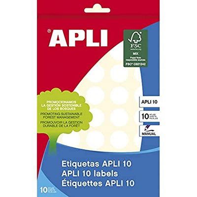 Apli 1628 Etichette adesive manuali circolari, 10H x 1628
