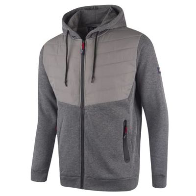 Lee Cooper LCJKT126 abbigliamento da lavoro Mens Full Zip termica abbigliamento da lavoro zip trapuntata con cappuccio Hoody del cappotto del rivestimento, Grey Marl, 2X-Large