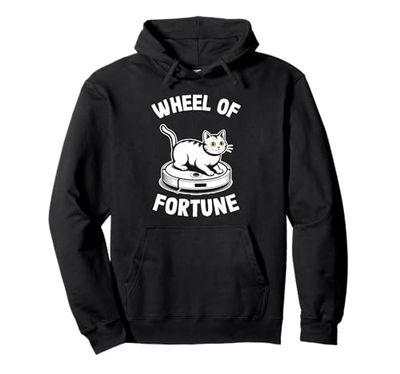 Wheel Of Fortune Cat On Robot Vacuum Cleaner Cat Pullover Hoodie