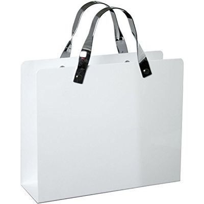 DRW Porte-revues en Acier Blanc et poignées chromées 30 x 10 x 25,5