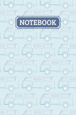 Blue Notebook: Retro Camper Van Pattern Cover Journal and Diary for Boys Girls Men Women Kids 120 pages of Lined Paper for Writing/Note-taking, 6" x 9" inches