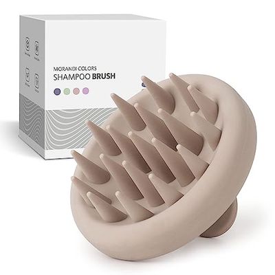 ZMCLG Siliconen massageborstel voor de hoofdhuid, shampooborstel voor peeling en hoofdmassage, hoofdhuid massageborstel, nat en droog, stimuleert de haargroei, vermindert roos, geel