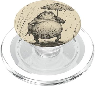 Rana con paraguas, japón vintage PopSockets PopGrip para MagSafe