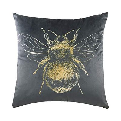 Evans Lichfield Coussin Garni de Polyester Motif Abeille dorée Gris 43 x 43 cm