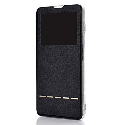 Carcasa de telefono Golden Beach Ventana con Soporte Funda for teléfono móvil Contestador con botón Deslizante Inteligente for Samsung Galaxy A50 (Dorado) (Color : Negro)
