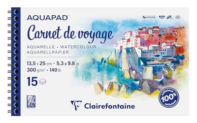 Clairefontaine 975957C - Carnet Aquarellea RI 13,5x25cm 15F Grain mi-fin 300g F