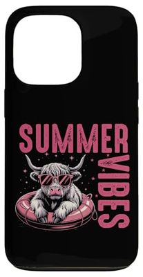 Summer Vibes Cool Cow Lunettes de soleil piscine Coque pour iPhone 13 Pro