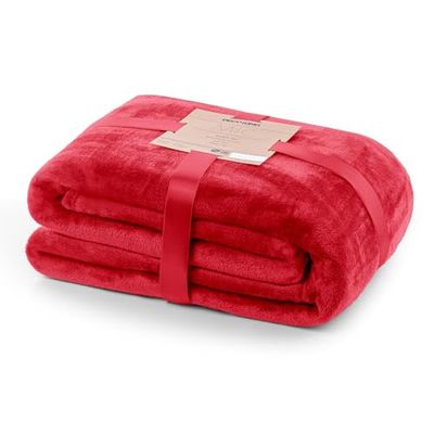 DecoKing Mic Deken 150 x 200 cm rood microvezel sprei fleece zacht pluizig knuffelig