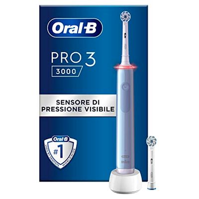 Oral-B Spazzolino Elettrico Ricaricabile Pro Series 3 Blu, 2 Testine di Ricambio. 1 Spazzolino