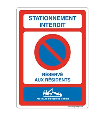 AUA SIGNALETIQUE - Verkeersbord met afgeronde hoeken – parkeerplaats verboden, gereserveerd – 300 x 420 mm, pvc 1,5 mm