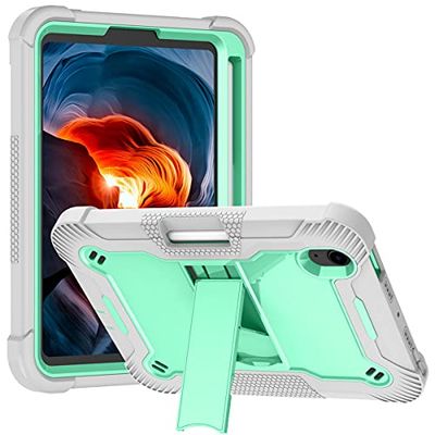 Funda Compatible con iPad Mini 6, Funda de Silicona Suave a Prueba de Golpes de 3 Capas con Soporte Integrado para iPad Mini 6 de 8.3 Pulgadas 2021 - Verde