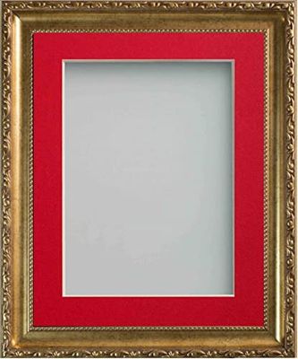 Frame Company Brompton Gold 10x10 inch Frame With Red Mount for Image 8x8 inch *Choice of sizes* Fitted with Real Glass
