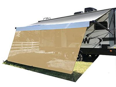 Tentproinc Pare-Soleil pour véhicule récréatif de 2,4 x 4 m – Pare-Soleil en Maille Beige bloquant Les UV – Kit Complet pour Camping-Car, remorque – Abri d'auvent – Garantie 3 Ans