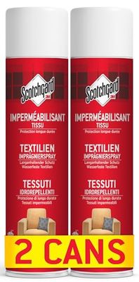 Scotchgard Spray Imperméabilisant pour Tissus, 2x400 ml - Idéal pour Proteger de l'Eau, Canapés, Fauteuils, Coussins, Vêtements et le Linge de Table