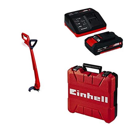 Einhell 3411104 GC-CT 18/24 Li P - Tagliaerba, Rosso + Power-X-Change Starter Kit(Batteria e Caricabatteria) + Valigetta Universale