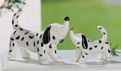 Pack of 4 Figure, Dog, Dachshund motif, Ceramics, white, PU 4, L. 8 cm, W. 17 cm, H. 13 cm