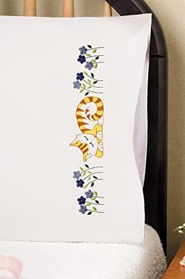 Tobin Motif Chat estampillé pour taies d'oreiller brodées