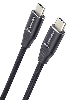 PremiumCord USB-C verbindingskabel, laadkabel tot 240W/5A/48V, datakabel tot 480 Mbit/s, USB type C-stekker, gevlochten kabel, kleur zwart, lengte 1 m