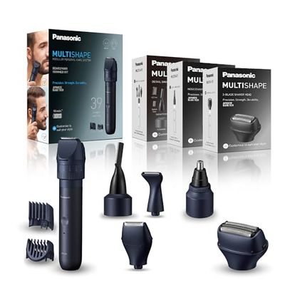 Panasonic Bundle of MULTISHAPE Modular Personal Care System, including handset with Beard & Hair Trimmer, 3 Blade Electric Shaver Head, Nose Hair Trimmer and Shave/Trim Head attachment