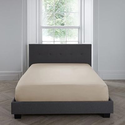 Appletree - Lenzuolo con angoli singolo naturale (90 x 190 x 35 cm) - Biancheria da letto in tinta unita - Lenzuolo singolo naturale chiaro - Morbido e lussuoso 100% cotone - Lenzuolo naturale