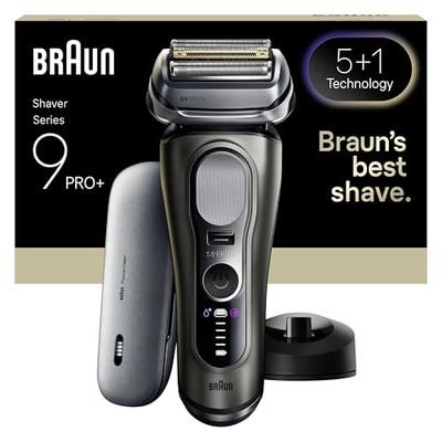 Braun Series 9 PRO+ Electric Shaver, Wet & Dry Razor for Men with 5+1 Ultra Thin Precision Blades, Pro SensoAdapt, Up to 60 min, PowerCase, Charging Stand, (Model 9625S), Graphite